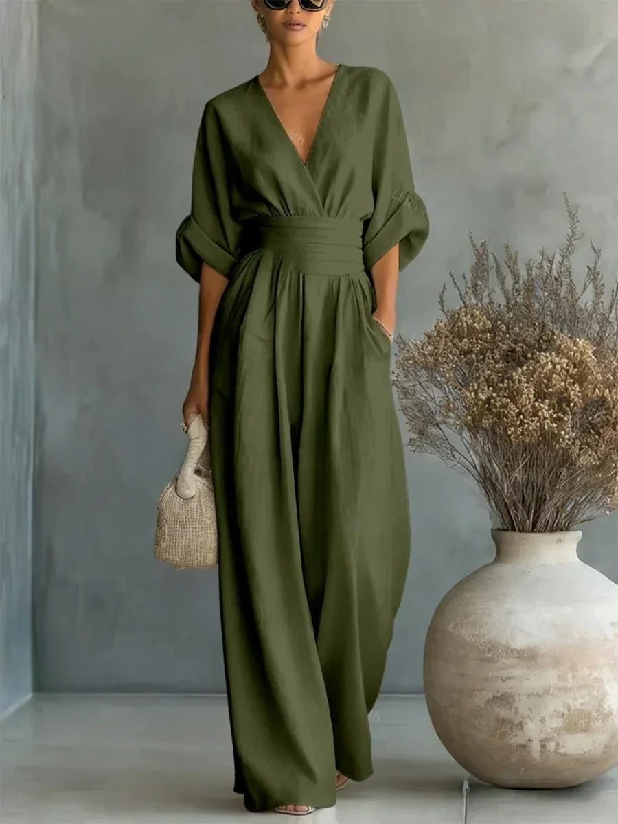 Marcella | Tailored V-Neck Jumpsuit Dress