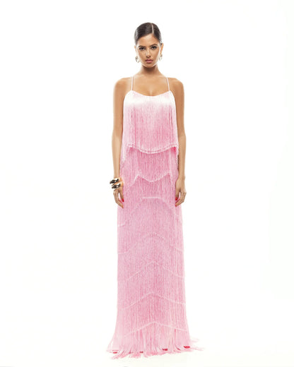 Noir Fringe Gown