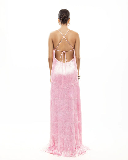 Noir Fringe Gown