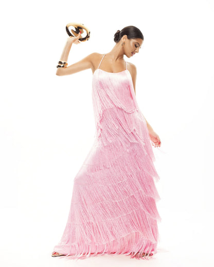Noir Fringe Gown