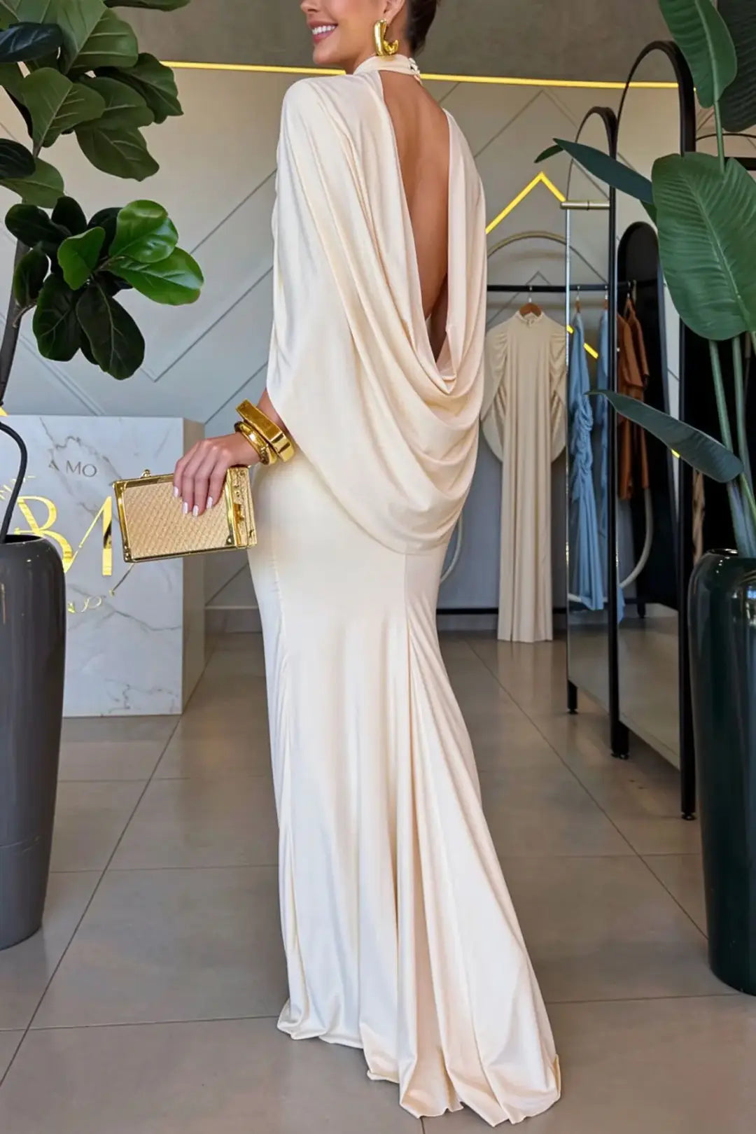 Seraphina | Draped Back Evening Dress