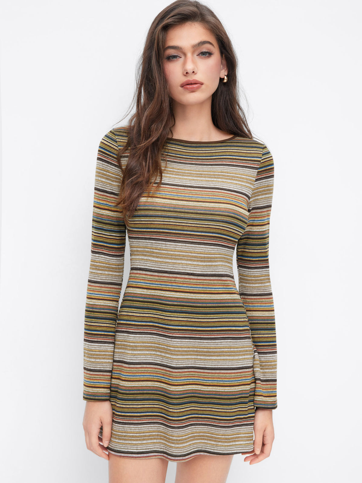 Amara | Striped Bell Sleeve Mini Dress
