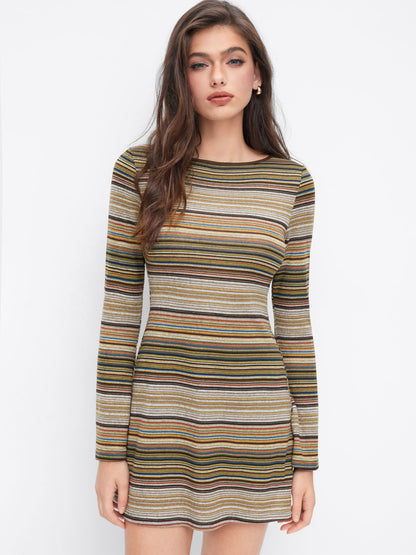 Amara | Striped Bell Sleeve Mini Dress