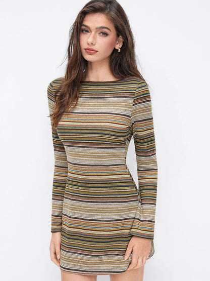 Amara | Striped Bell Sleeve Mini Dress