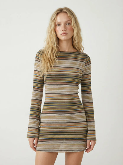 Amara | Striped Bell Sleeve Mini Dress