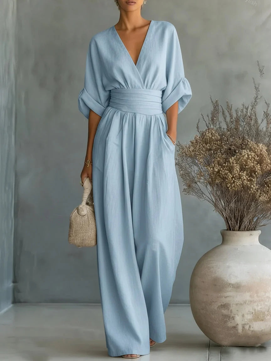 Marcella | Tailored V-Neck Jumpsuit Dress