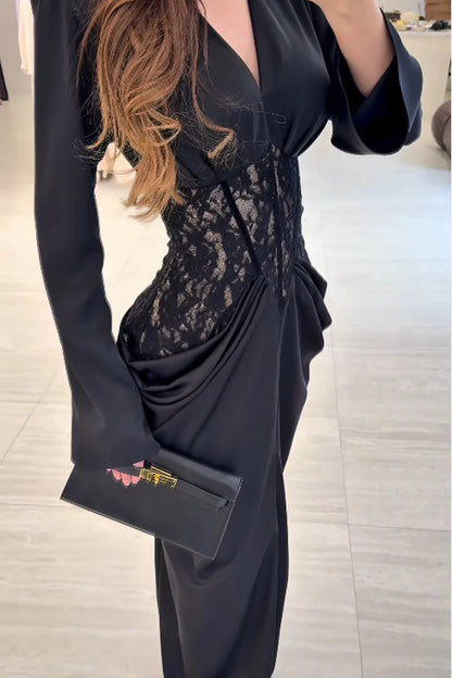 Valentina | Lace Corset Slit Maxi Dress