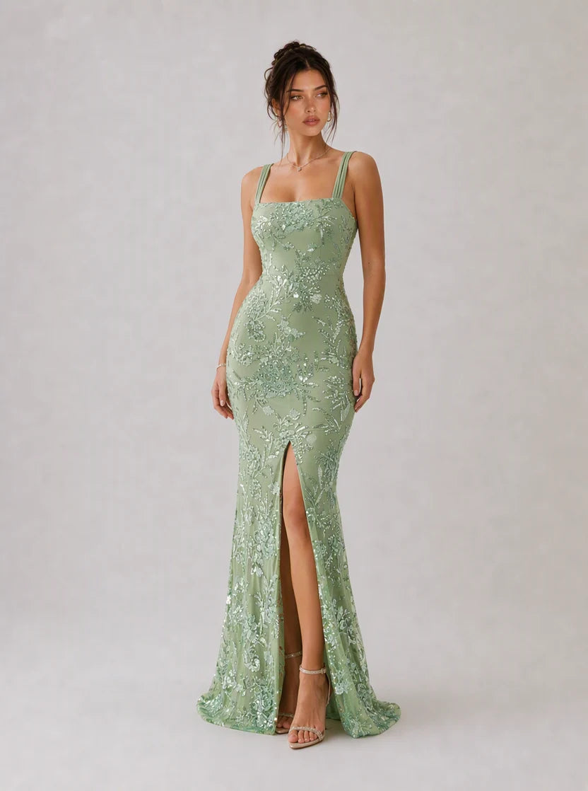 Kalista | Beaded Mesh Maxi Dress