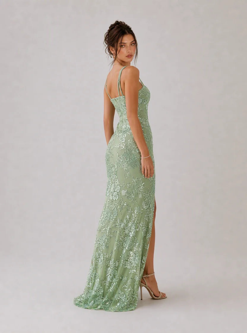Kalista | Beaded Mesh Maxi Dress