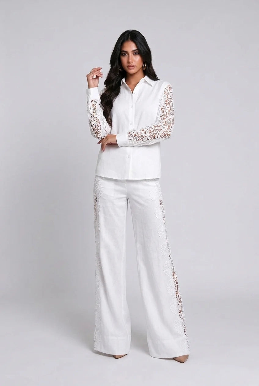 Elodie | White Lace Co-Ord Set