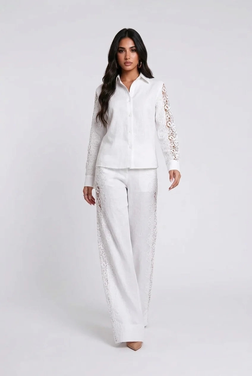 Elodie | White Lace Co-Ord Set