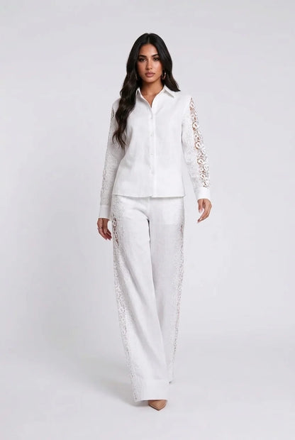 Elodie | White Lace Co-Ord Set