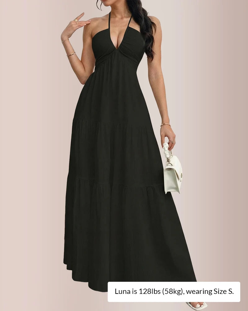 Halter Neck Tiered Maxi Dress