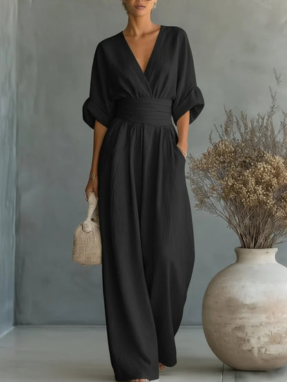 Marcella | Tailored V-Neck Jumpsuit Dress