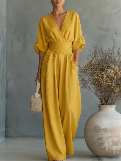 Marcella | Tailored V-Neck Jumpsuit Dress