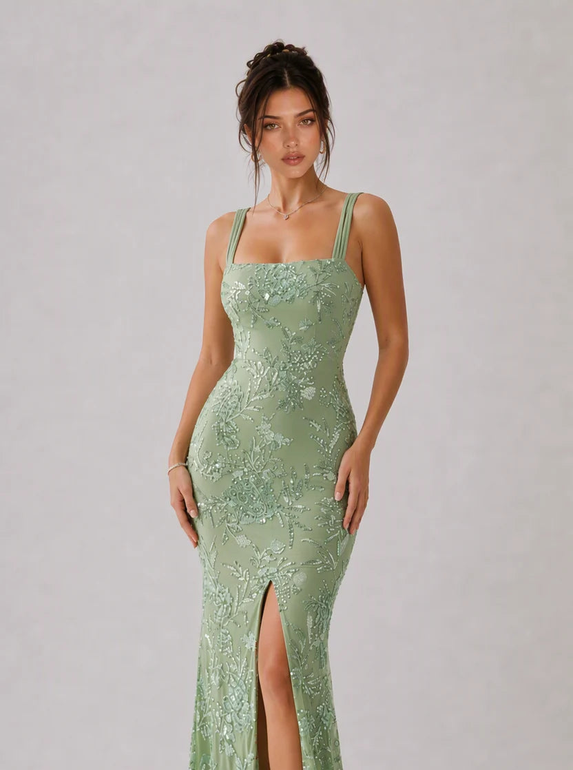 Kalista | Beaded Mesh Maxi Dress