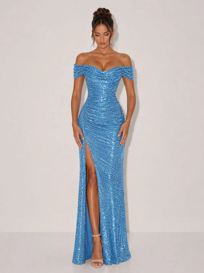 Calanthe | Sequin Off-Shoulder Maxi Dress