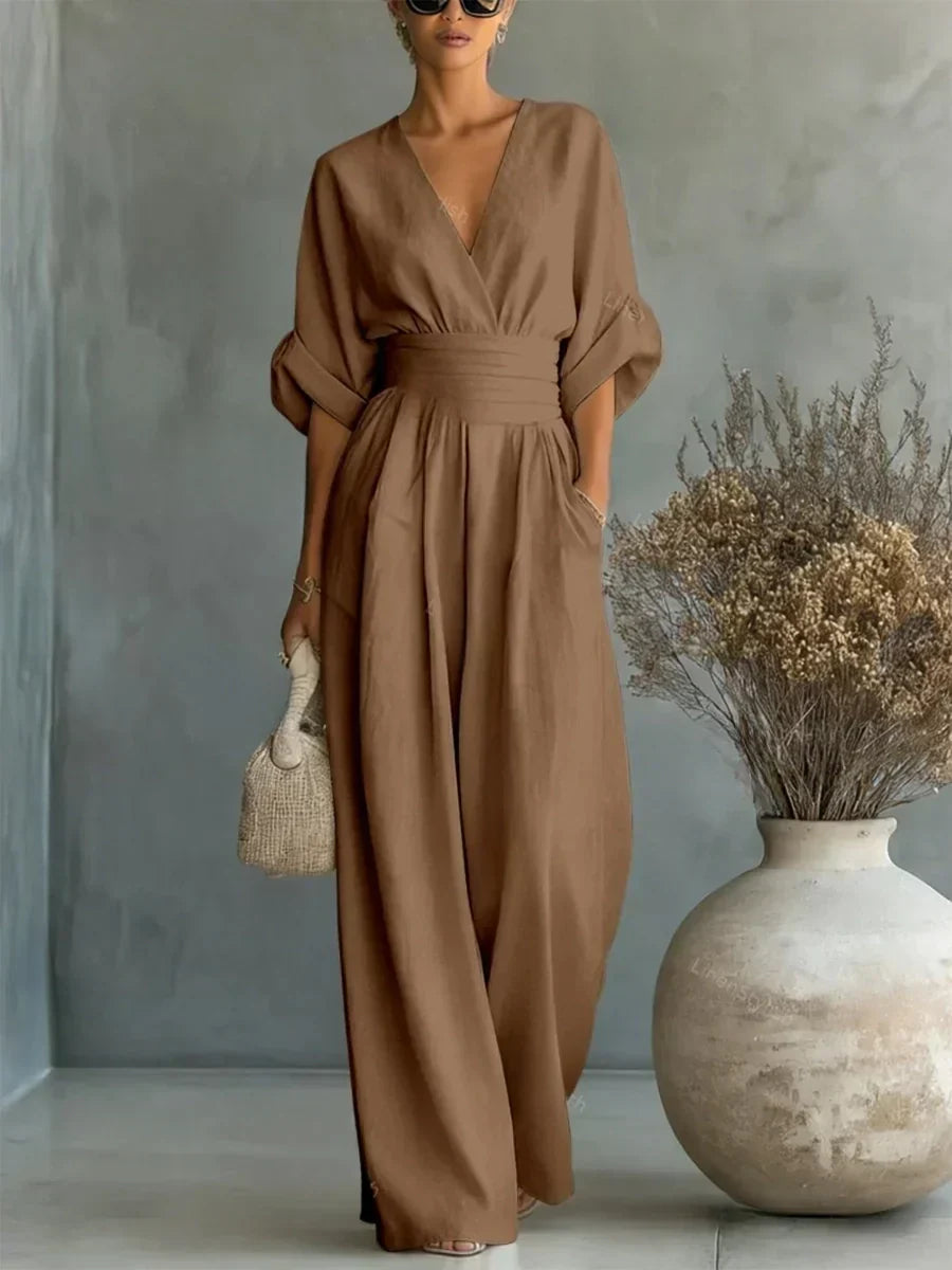 Marcella | Tailored V-Neck Jumpsuit Dress