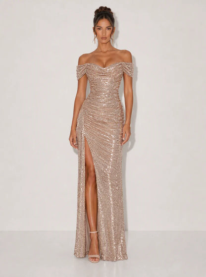 Calanthe | Sequin Off-Shoulder Maxi Dress