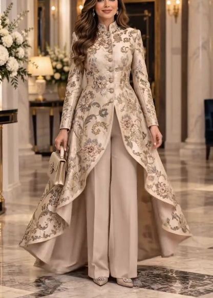 Isenrae | Floral Top and Wide Leg Pants Set