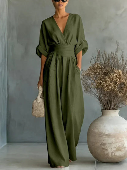Marcella | Tailored V-Neck Jumpsuit Dress
